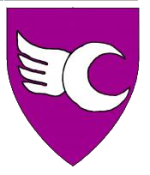 Device: Purpure, a winged decrescent argent.