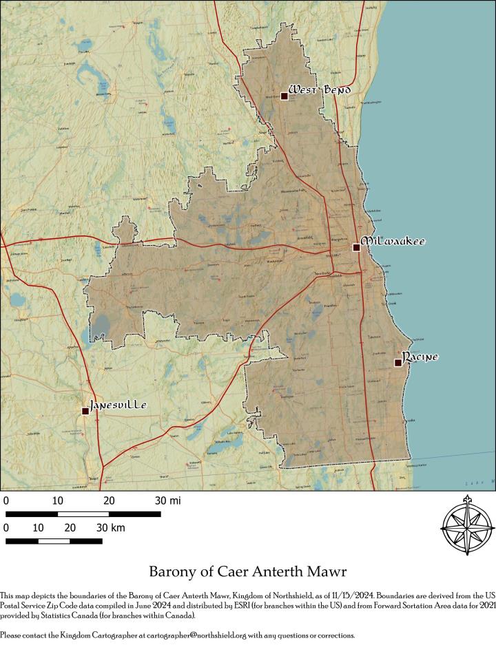 Barony of Caer Anterth Mawr Territory Map