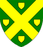 Device: Vert, a saltire between four escutcheons Or