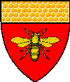 Device: Gules, a honeybee proper palewise, in chief, honeycomb