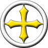 Pyxis, Order of the  - Blazon: (Fieldless) A cross clechy Or within and conjoined to an amulet argent
