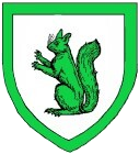 Device: Argent, a squirrel sejant erect within a bordure vert