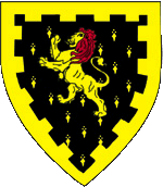 Device: Pean, a lion rampant Or, within a bordure embattled Or.