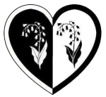 Device: Per pale sable and argent, two lilies of the valley and a bordure counterchanged