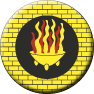 Hearthstead, Award of the - Blazon: Sable, a brazier Or enflamed proper within a bordure Or masoned sable